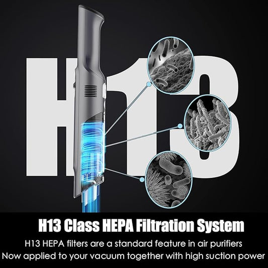 Handheld Vacuum Cordless, Lightweight 1.4lb with Powerful Suction, Charging Dock, Single Touch Empty and Detachable Dust Cup, Portable Mini Car Vac for Home Office and Pet Hair (Frosted Silver)