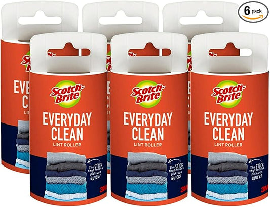 Scotch-Brite Everyday Clean Lint Roller Refills 6 Roller Refills 420 Sheets White