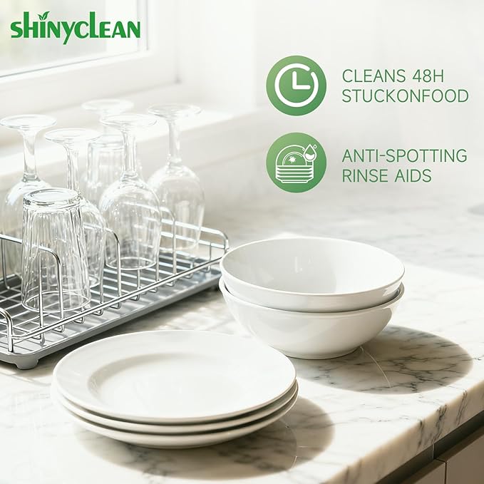 Dishwasher Detergent Pods And Cleaning Tablets Bundle - Includes Heavy Duty Dishwasher Cleaning Tablets 12 Pack 1 Year Supply & All-in-1 Plant-Based Dishwasher Detergent Pods 62 Count