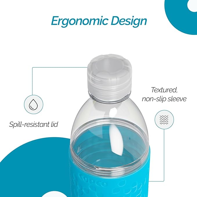 Copco Hydra Water Bottle with Spill-Resistant Lid, 16.9 oz - Reusable Tritan Non-Slip Sleeve, Twist-Open Body - BPA-Free, Leak-Proof, Durable & Portable for Gym, Office, School (Light Blue)
