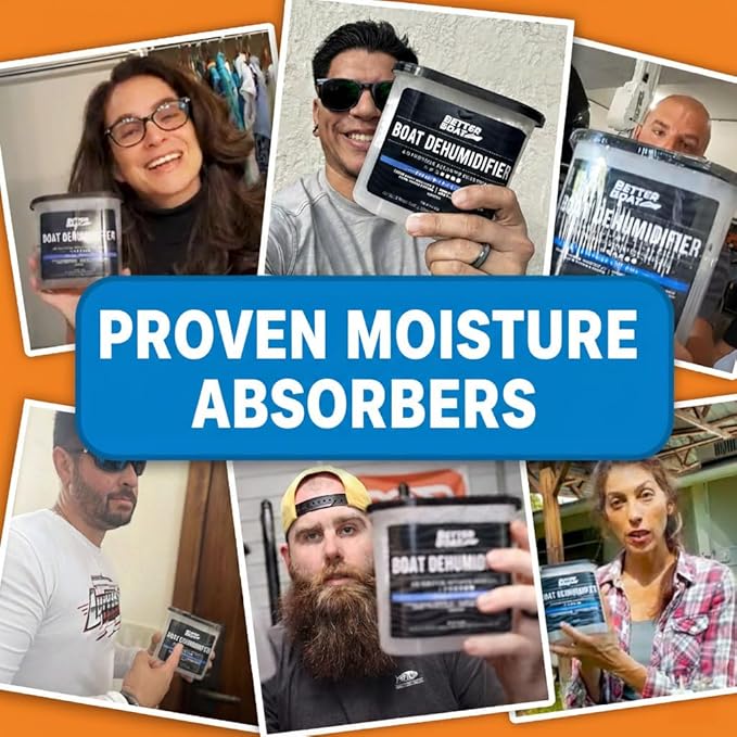 Moisture Absorber 6 Pack with Activated Charcoal Dehumidifier Bucket, Unscented Odor Absorber for Closet Basement Bathroom Boat RV, Disposable - Better Boat