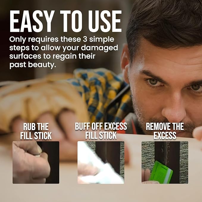 Wood Scratch Repair Fill Stick for White Surfaces, Great for Touch-Ups and Repairs on Hardwoods Floors, Furniture, Cabinets and Plastic Surfaces.