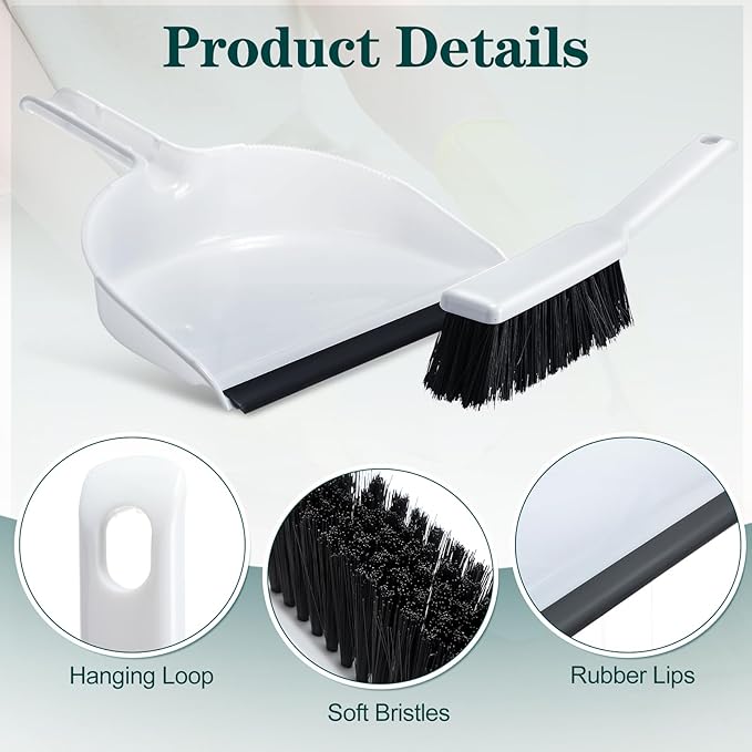 Zubebe 6 Pcs Mini Dustpan and Brush Set, Small Broom and Dustpan Set Small Cleaning Brush Portable Hand Broom Set for Home Office Kitchen Table Desktop Floor Cleaning Supplies