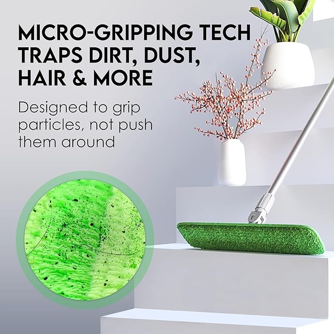Reusable Microfiber Mop Pads Replacement – 4-Pack, Thick & Absorbent 18-Inch Washable Cleaning Pads, Hook-and-Loop Attachment, Compatible with Bona, Rubbermaid, Libman, Bruce & More