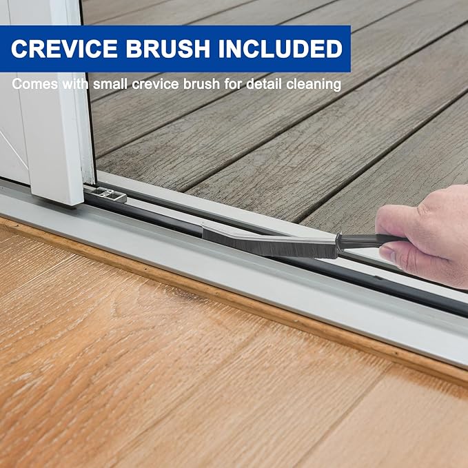 KeFanta Deck Brush with Long Handle, 2 in 1 Floor Scrub Brush for Cleaning, 56" Stiff Bristle Outdoor Scrubber Brush for Patio Concrete Boat Garage Bathroom Kitchen Wall Shower