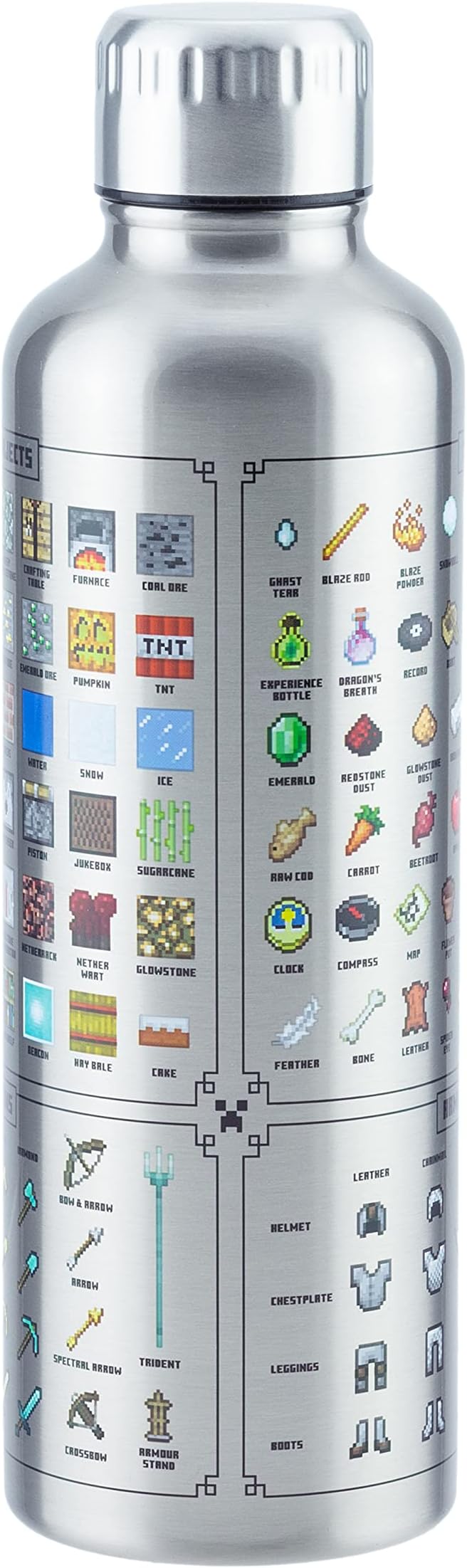 Paladone Minecraft Metal Water Bottle | Officially Licensed Gaming Merchandise