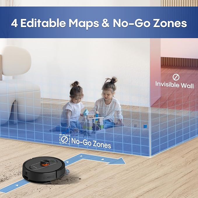 Robot Vacuum and Mop with LiDAR Navigation, 5000Pa Robot Vacuum Cleaner with Self-Emptying, 90-Day Hands-Free,Mapping, Wi-Fi/App/Alexa Control, Ideal for Pet, Hard Floors, Carpet