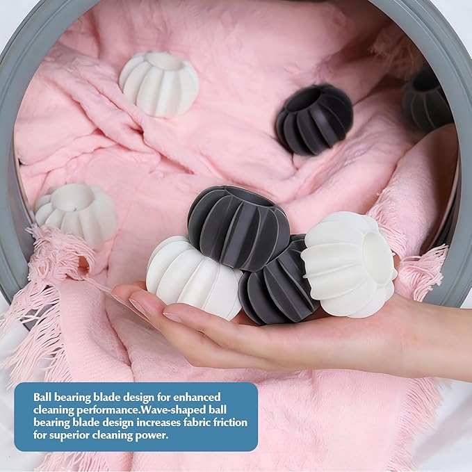 8Pcs Ech.Apr Reusable Laundry Balls, TPR Washing Machine Cleaner Ball, Anti-Tangle Washer Dryer Accessory