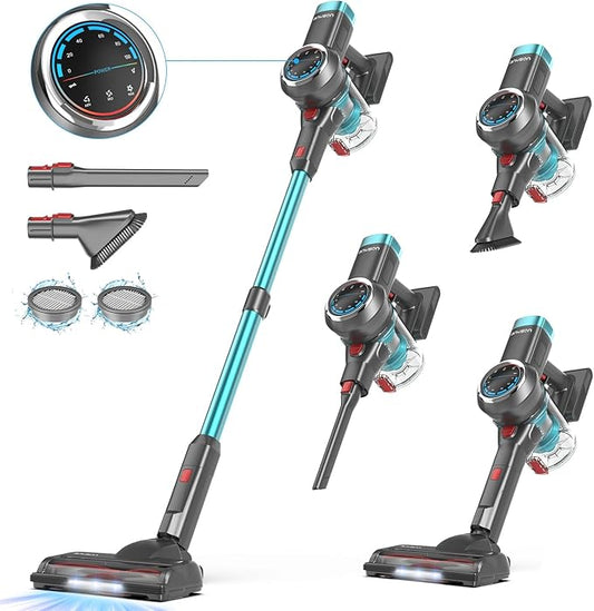 Cordless Vacuum Cleaner, 580W 50KPa Stick Vacuum, Up to 65 Minutes, Self-Standing Cordless Vacuum with OLED Display and Anti-Tangle Brush Roll for Home, Carpets, Hard Floors and Pet Hair