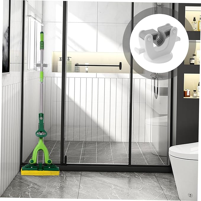 4pcs Self-Adhesive Mop and Broom Holder Wall Mounted Storage Organizer for Bathroom and Kitchen High Durability No Drilling Required Easy Install