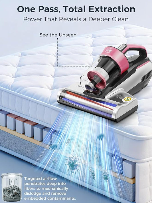 Jimmy Mattress Vacuum Cleaner, Bed Vacuum Cleaner with UV-C Light & Ultrasonic, 15Kpa Suction 500W Powerful Handheld Vacuums for Dust & Pet Hair with HEPA (BX5 Pro, Corded)