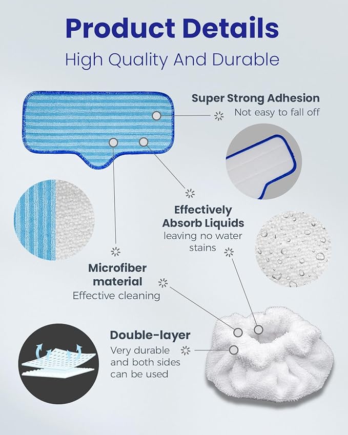 Steam Cleaner Accessories Compatible with Dupray Steam Cleaner, Triangle Microfiber Bonnet for Neat Steam Cleaner & Microfiber Pads, 3+3 Reusable Steamer Cloth Cover Cleaning Steam Mop Pad