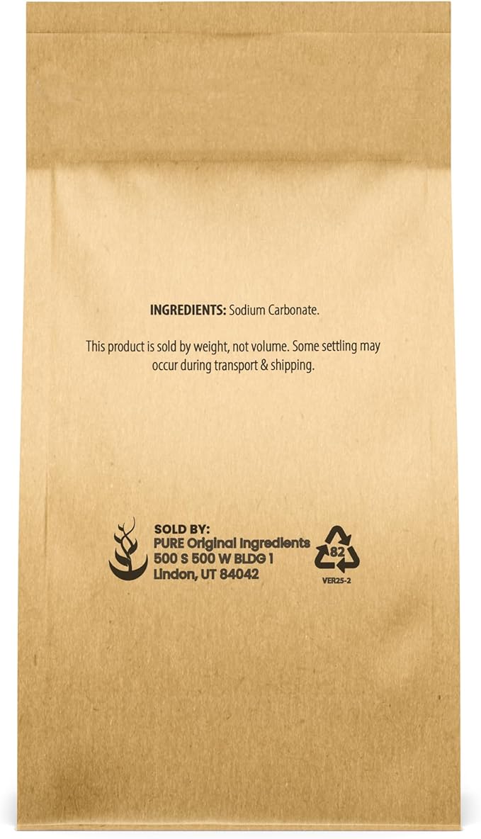Pure Original Ingredients Natural Washing Soda (2 lb) Multipurpose Cleaner, Water Softener, Stain Remover