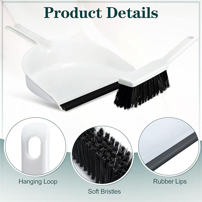 Zubebe 12 Pcs Mini Dustpan and Brush Set, Small Broom and Dustpan Set Small Cleaning Brush Portable Hand Broom Set for Home Office Kitchen Table Desktop Floor Cleaning Supplies