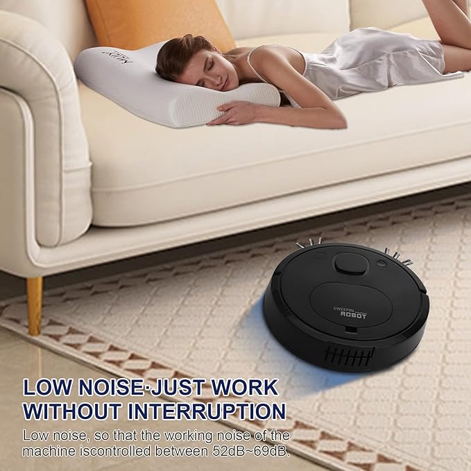 Robotic Vacuum Cleaner, Robot Vacuum and Mop,Advanced Obstacle Avoidance,Slim aspiradora Robotic Vacuum Cleaner Design, Tangle-Free Suction,Ideal for Hard Floor,Carpet,Pet Hair,One Click Start.