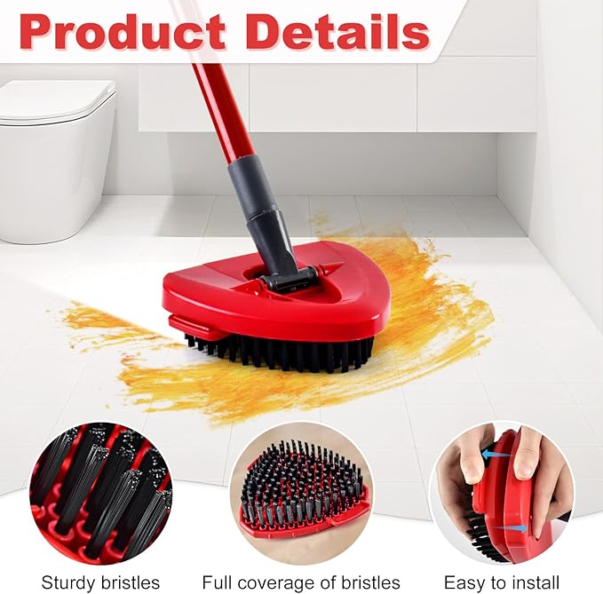 Scrubber Mop Head for Ocedar, Upgrade Scrub Brush for Ocedar, Spin Mop Scrub Brush Head for Oceda EasyWring 1-Tank, More Bristles Scrub Brush Attachment for Bathroom, Deck, Kitchen Floor Cleaning