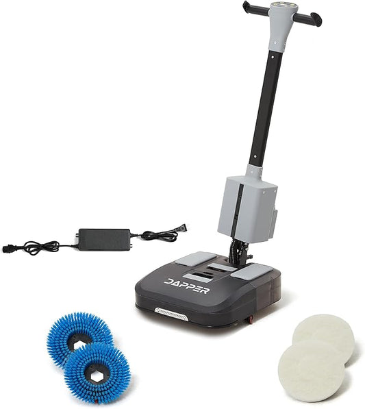 Battery Powered Walk Behind Mini Automatic Floor Scrubber Machine – Compact & Portable, 16” Cleaning Width, 1.5h Runtime, 3-Speed Brush – Ideal for Small Commercial Spaces, Offices, Retail