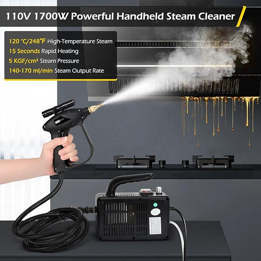 Dyna-Living Handheld Steamer for Cleaning 1700W Car Engine Steam Cleaner 248°F High Temperature Pressurized Steam Cleaner for Home, High Pressure Steam Cleaning Machine for Auto Detailing