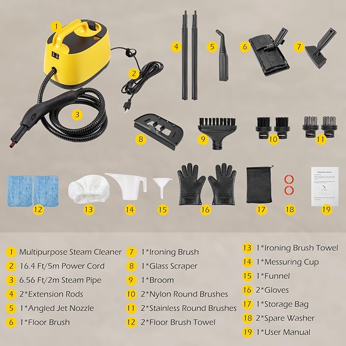 Dyna-Living Steam Cleaner 1500W Steamer for Cleaning with 1.5L Water Tank, Car Steamer Cleaner for Multi-Surface Floors, High-Pressure Steam Cleaner for Car, Portable Car Steamer for Auto Detailing