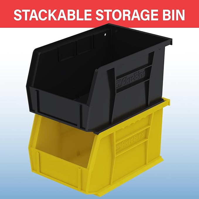 Akro-Mils 30237 AkroBins Plastic Storage Bins, Space-Saving Stackable Bins for Garage, Pantry, Craft Organization, 9" x 6" x 5", Blue, 12-Pack
