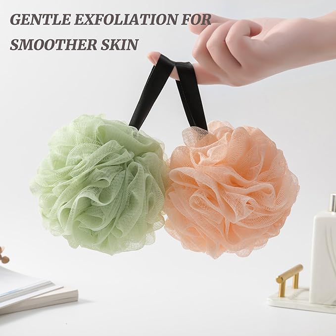 Loofah Sponges for Shower,Everything Deep 8 Pack - Black, Dark Green, Peacock Green, Khaki, Gray, Pink, Purple & Yellow