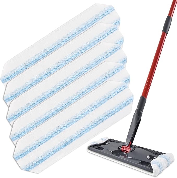 5 Pack Replacement Mop Pads Compatible with OCedar H2prO Flat Mop System,Microfiber Mop Pads Replacements for O Cedar H2prO,Washable and Reusable H2prO Mop Refills for Hard Floor Deep Cleaning