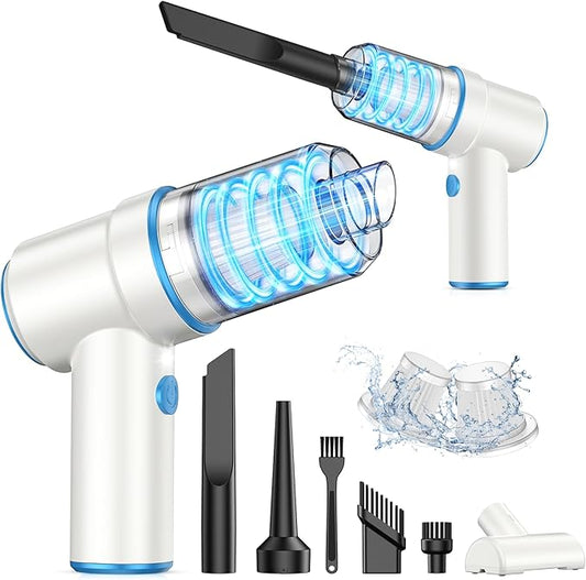 KMM Handheld Car Vacuum Cleaner, 11000PA Vacuum Cleaner & Air Duster, 120W High Power Vacuum Portable Cordless, Hand Held Vacuum Rechargeable with Multi-Nozzles & LED Light for Home, Car, Office