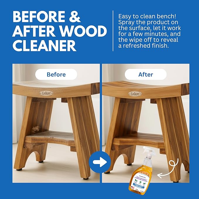 EcoDecors Teak Cleaner Protective Teak Wood Restorer Eco Household Wood Furniture Cleaner Spray bottle For Hardwood & Bamboo Furniture – Certified EPA Safer Choice - 32 oz