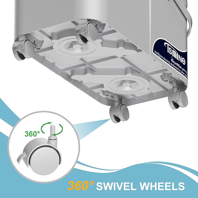 Gen 1 Compact Mop and Bucket Set for Apartments & Small Homes, 360° Swivel Wheels for Easy Moving, Clean & Dirty Water Chambers, Spin Mop with 61" Handle, 6 Microfiber Heads-Grey