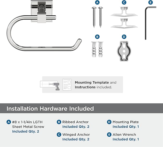 Amerock BH3607126 | Chrome Single Post Toilet Paper Holder | 6-5/16 in. Length Toilet Tissue Holder | Appoint | Bath Tissue Holder | Bathroom Hardware | Bath Accessories
