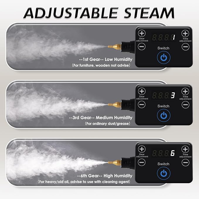Timing Steam Cleaner Handheld Steamer for Cleaning Grout Tile Car Detailing Pressurized Steam Cleaner with Brush Heads for Home Kitchen Bathroom (White)