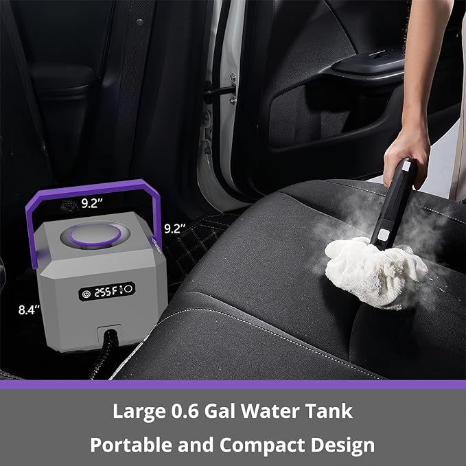 Canister Steam Cleaner: 50-Sec Heat-Up, 0.6 Gal Tank Refill Anytime (Non-Pressurized), 1650W, 60 PSI, 21-Pcs Kit, Dry/Wet Modes, Detachable Hose for Tile Grout Furniture Floor Car Cleaning Gray