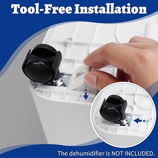 Dehumidifier Wheel Kit Compatible with Midea Cube Dehumidifier, Easy-Move Wheel Casters for Basement Dehumidifiers Mobilization, Replacement Wheel Accessories, 4 Pcs, Black