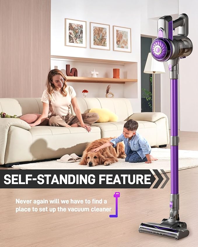 Cordless Vacuum Cleaner, Lightweight 2-in-1 Stick & Handheld Vacuum for Apartment, Pet Hair & Car Cleaning
