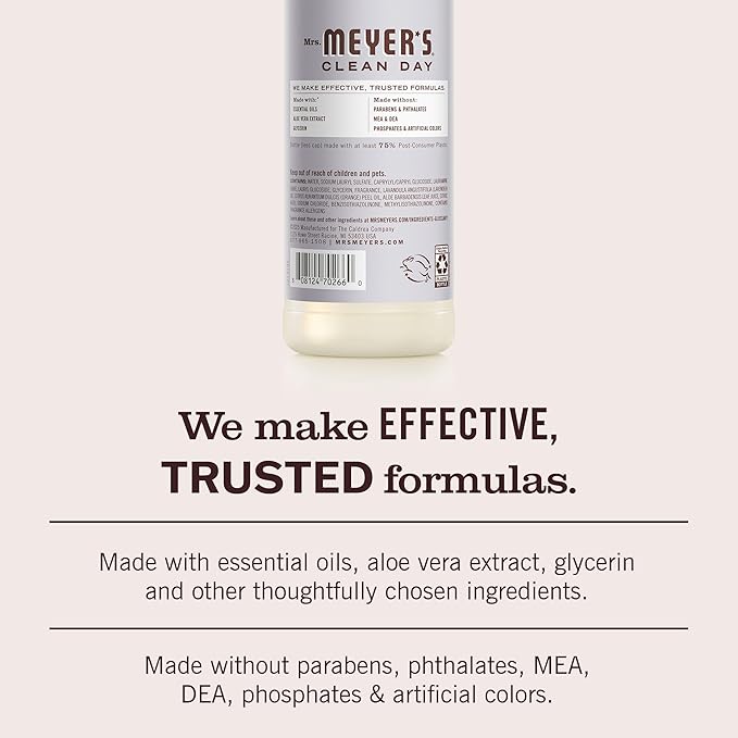MRS. MEYER'S CLEAN DAY Liquid Dish Soap, Lavender Scent, 16 Ounce Bottle