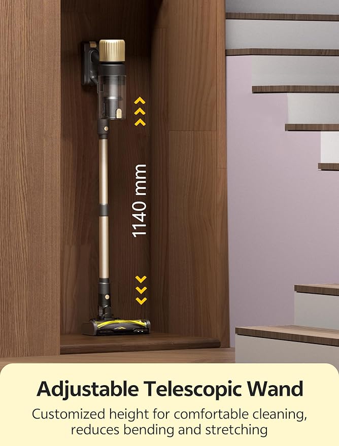 Ultenic Cordless Vacuum Cleaner, 550W 50KPA 65Mins, Stick Vacuum Cordless Rechargeable with Touch Screen, Self-Standing, 180° Lay-Flat, Anti-Tangle Handheld Vacuum Cleaners for Home/Pet Hair/Carpets