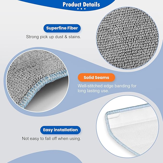 6 Pack Mop Replacement for iRobot Roomba Combo Essential Robot Vacuum & Mop Y0140 / Y0110 / Q011 / Q012 / Q052/ Roomba 104 / Roomba 105 Combo, Microfiber Washable Mopping Pads