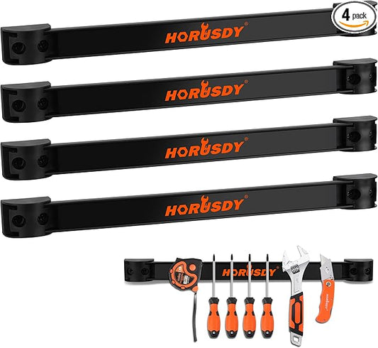 HORUSDY 12" Magnetic Tool Holder Strip, 4-Pack Tool Magnet Bar for Garage Organization, Shop Organization, Mounting Screws Included