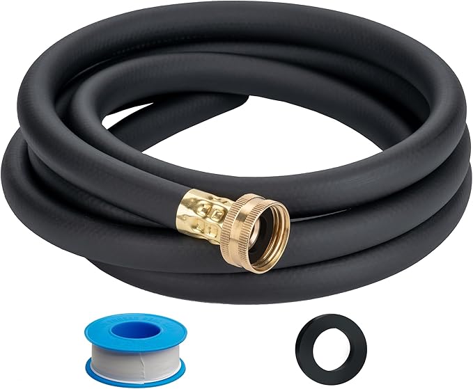 25FT Dehumidifier Drain Hose with 3/4” FHT Brass Rustproof Connector, Versatile Drain Hose Perfectly Compatible with most Dehumidifiers and 3/4” external thread outlet (Black, 25FT)