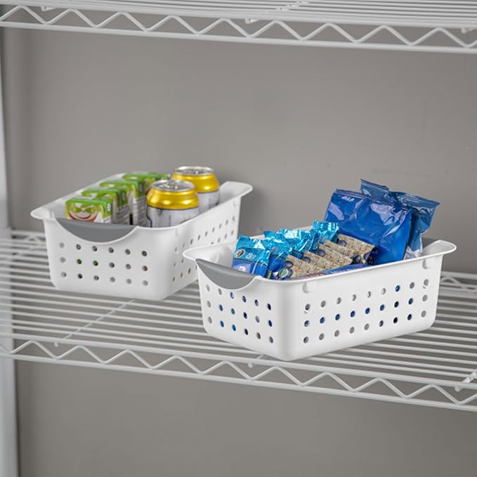 Sterilite 12-Pack Ultra Basket, Open Plastic Bins, Countertop, Cabinet and Closet Organizer, White, Small