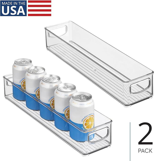 iDesign Slim Clear Plastic Storage Bin, Extra Long Narrow Stackable Organizer for Kitchen and Pantry, 2-Pack