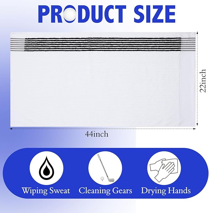 Buryeah Golf Towel 22 x 44 Inch Cotton Golf Caddy Towel Camping Large for Caddies Golfers Tour Players Club with Stripe
