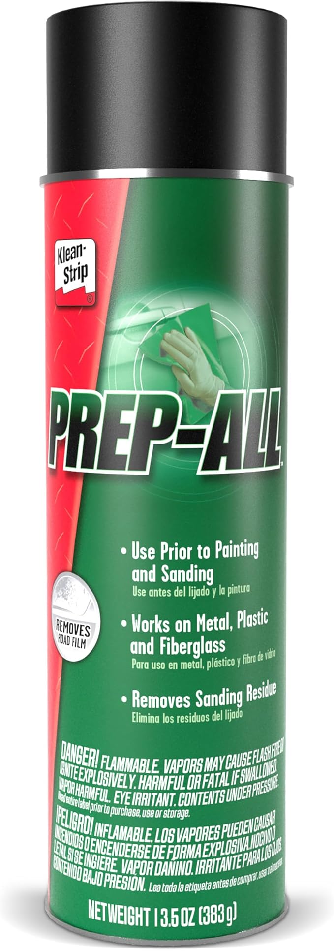 KLEAN-STRIP Prep-All Wax and Grease Remover, Fast-Acting Degreaser, Effective on Metal, Plastic, Fiberglass, Automotive DIY, 13.5 Ounce Aerosol