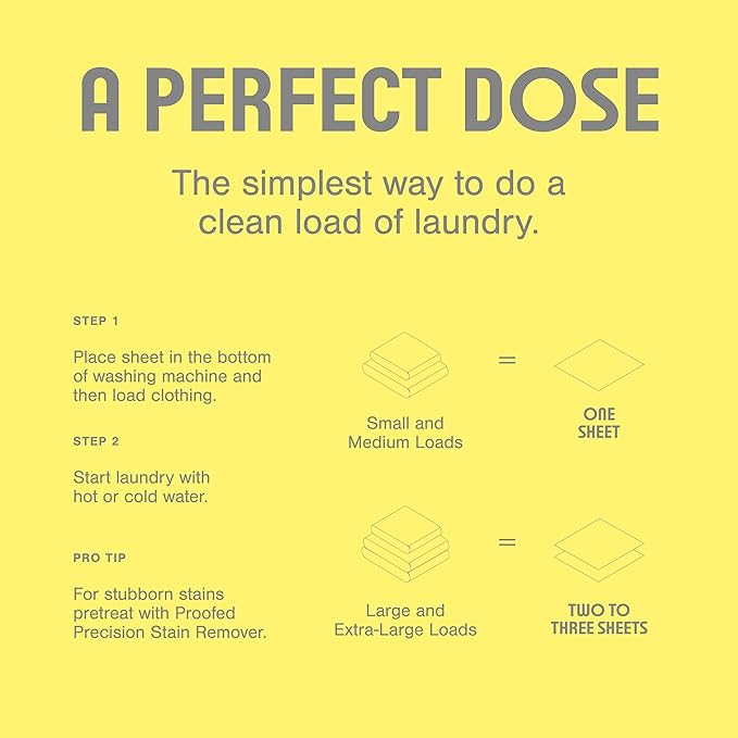 Proofed! Laundry Detergent Sheets, 32 Count, Clean Scent, The Only 100% Plastic-Free Sheet, No PVA or PVOH, Hypoallergenic, Bio-Based Ingredients, Made in USA, 1 Box