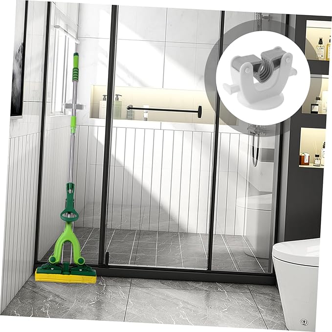 PRETYZOOM 2 Pack Self-Adhesive Mop and Broom Holders Wall Mounted Organizers for Bathroom and Kitchen No-Trace Mop Gripper Space-Saving Storage Rack