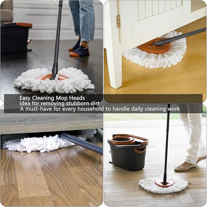 8Pack Spin Mop Replacement Heads,Spinning Mop Replace Head for Floor Cleaning, 100% Microfiber Mop Head Replacement Compatible with Triangle Spin Mop Refill for Easy Wring Mop,White