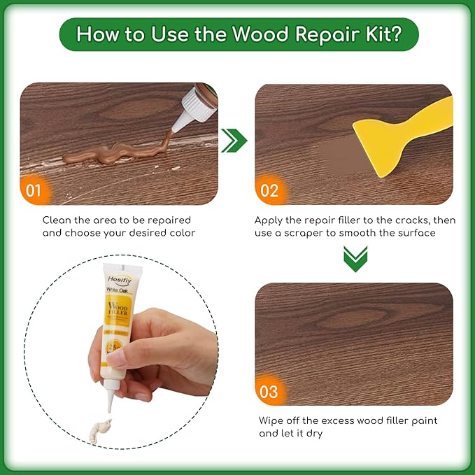 Wood Furniture Repair Kit, 24 Colors Wood Touch up Filler, Repair Scratch, Cracks, Stains, Discoloration for Wood Furniture - Comprehensive Series