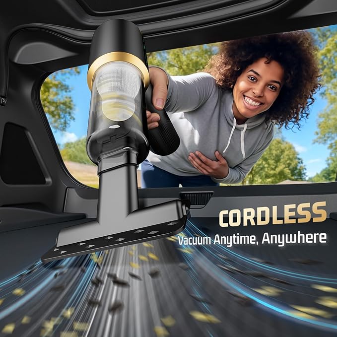 Car Handheld Vacuum Cordless: Car Vacuum Cleaner with 16000Pa Ultra-Strong Suction, Brushless Motor & HEPA Filter - Lightweight Design for Driver and Office Worker - Off Black