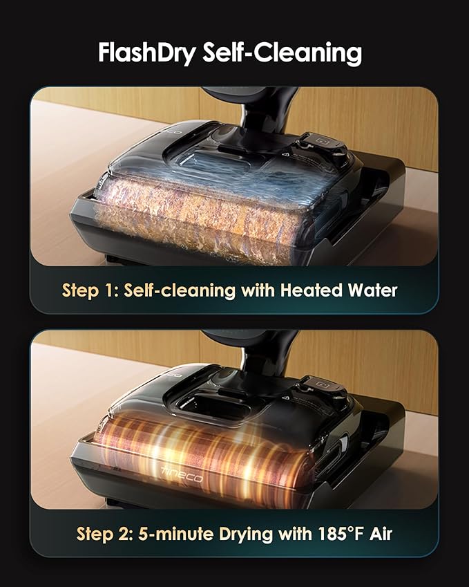 Tineco Wet Dry Vacuum Cleaner 22kPa Suction Floor Cleaner Mop, 50 Min Runtime, iLoop Smart Sensor, DualBlock Anti-Tangle Design, 185℉ Flashdry, Dual-Edge Cleaning, 180° Lay-Flat, Floor One S7 Artist