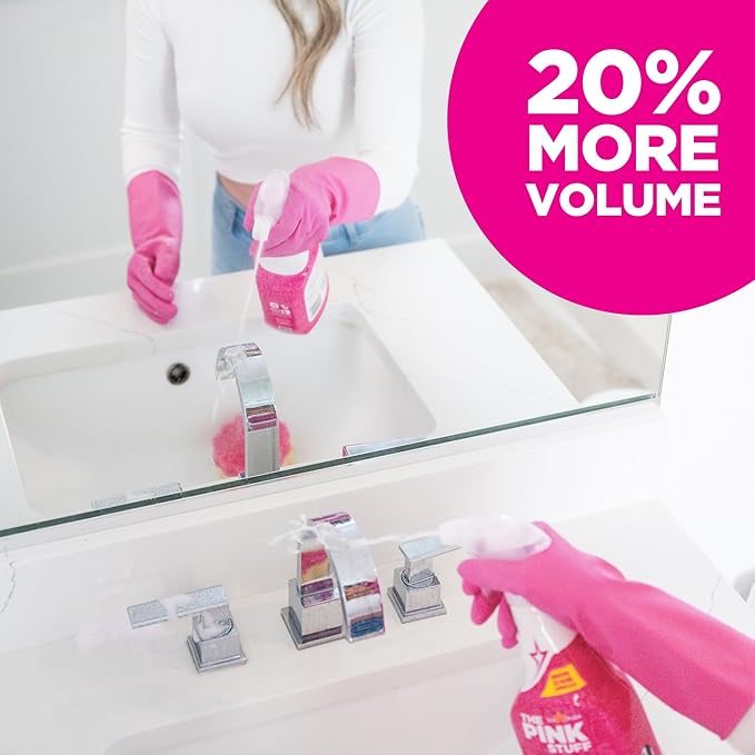 The Pink Stuff Miracle Bathroom Foam Cleaner, 30 fl oz – Now 20% More! Powerful Foaming Action for Showers, Sinks, Tubs & Tiles – Removes Soap Scum, Limescale & Grime with Ease (Pack of 3)
